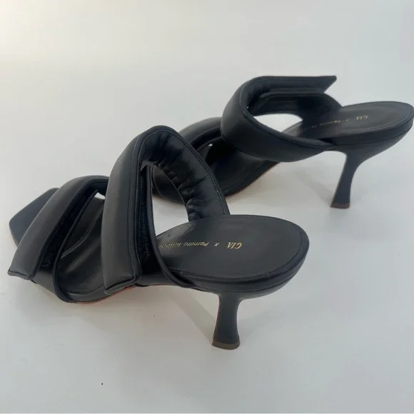 New GIA Borghini Pernille Teisbaek Black Perni Leather 2 Straps Slide Heel 10 - Picture 5 of 13